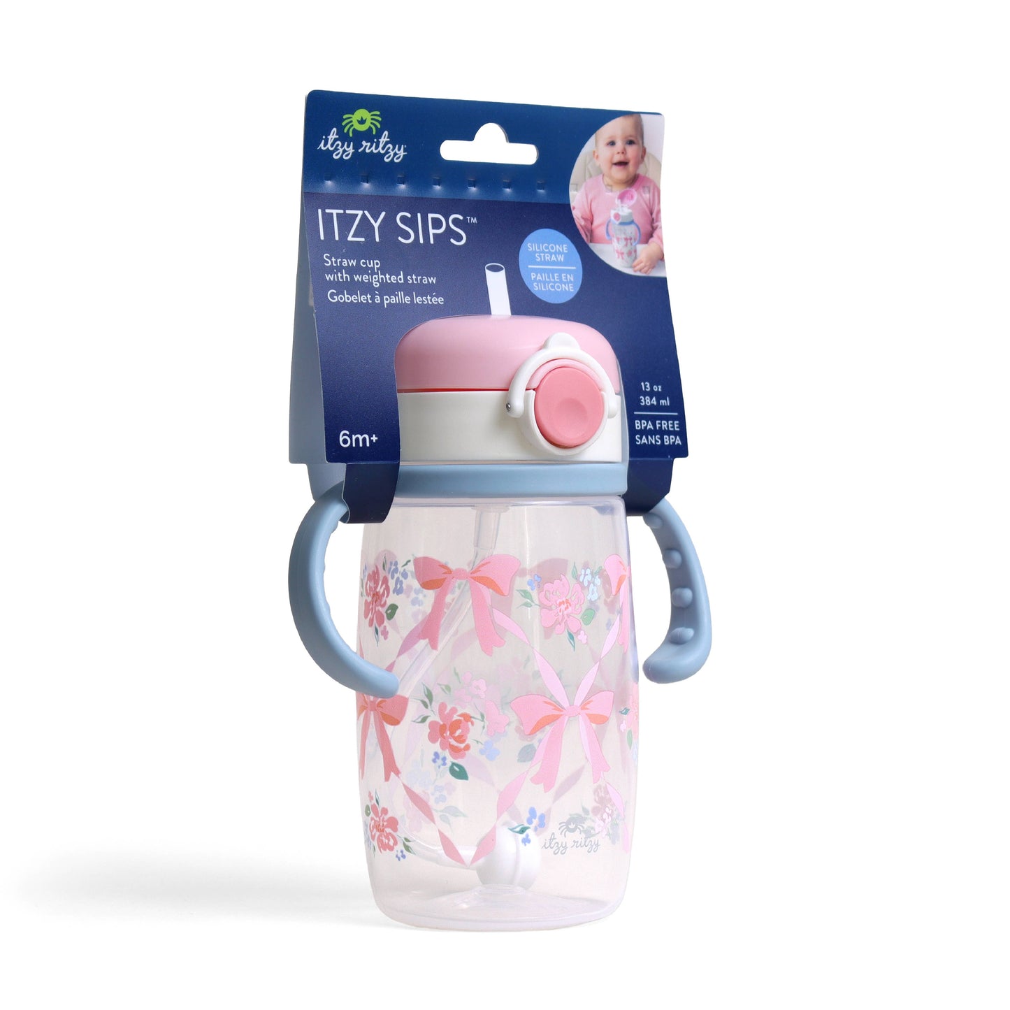 *NEW* Itzy Sips™ - Straw Cup With Snap-Close Lid: Ribbons & Roses
