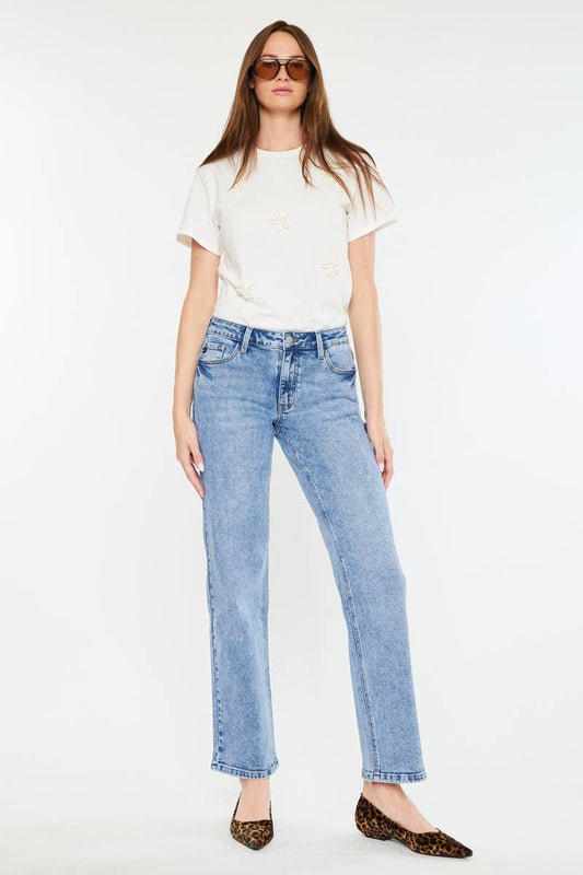 OPEN PACK MID RISE TRUE STRAIGHT JEANS-KC20092M: MEDIUM / 7/27