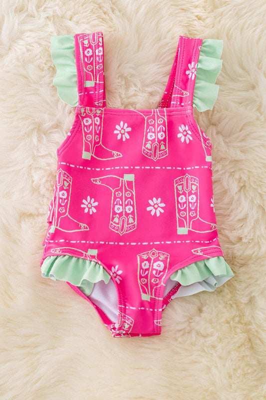 Fuchsia boot swimsuit