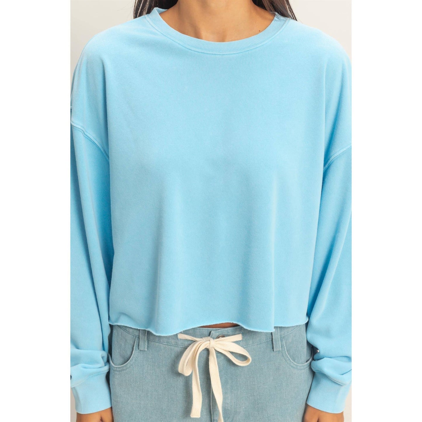 Cropped Mineral Wash Sweatshirt