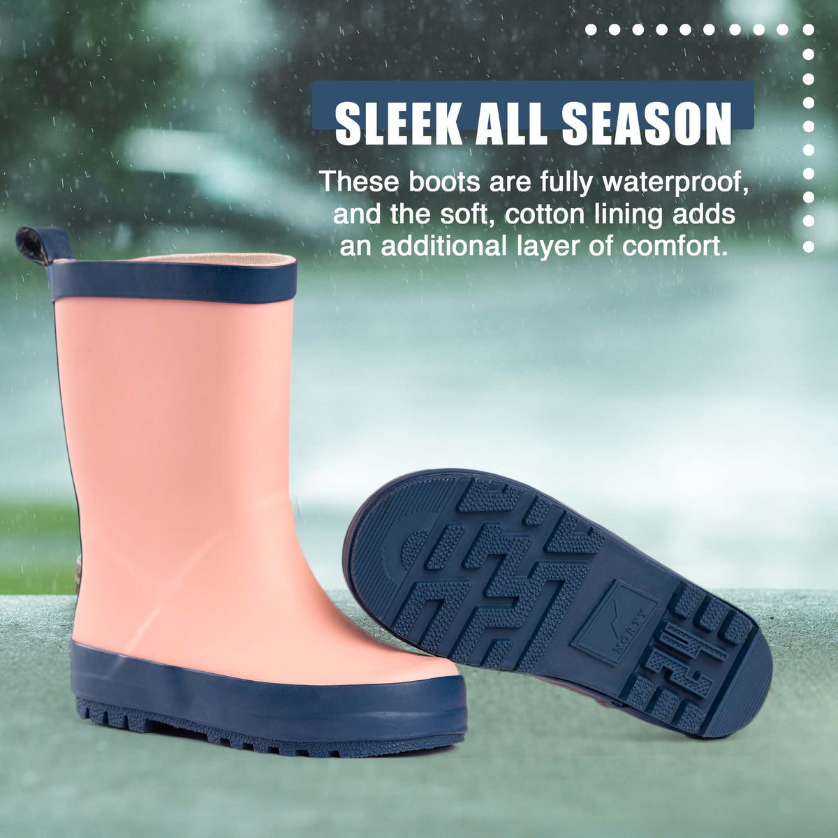 Norty Toddlers Rubber Rain Boots 41543 Toddler Pink-Navy: 8 Toddler