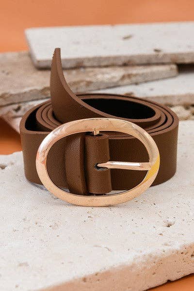 CLASSIC OVAL BUCKLE LEATHER BELT | BLACK