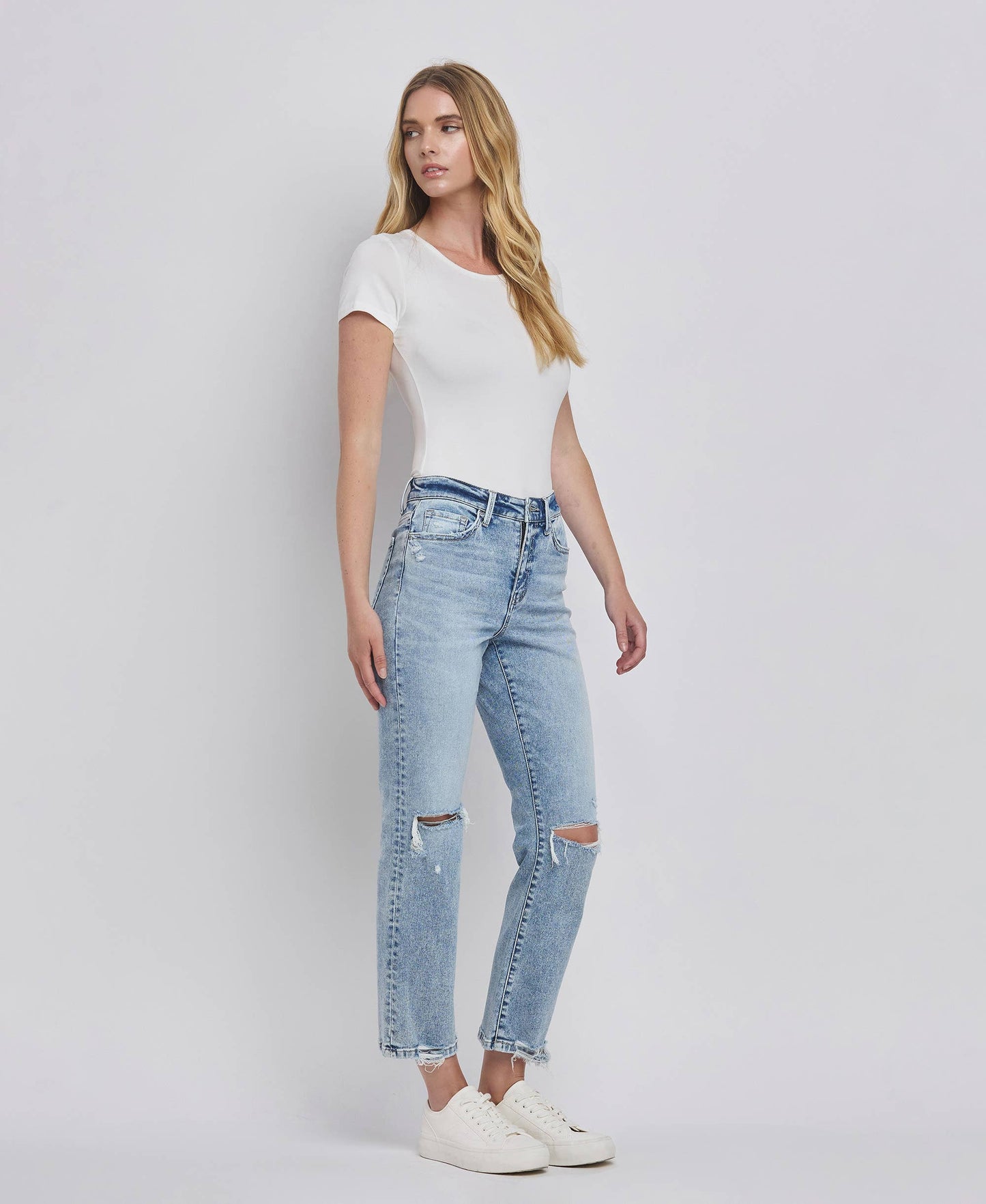 Flying Monkey HIGH RISE DISTRESSED STRAIGHT JEANS