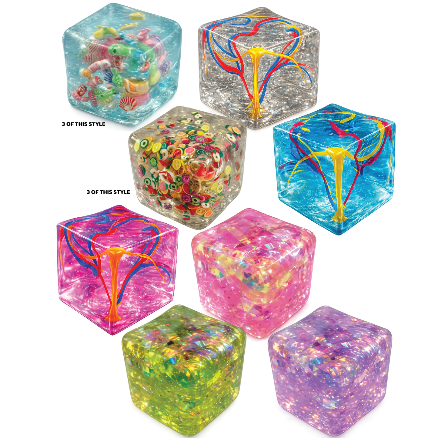 Fun Doh Squishy Charm Cube Fidget Toy Variety - 12/Display: Wholesale Price