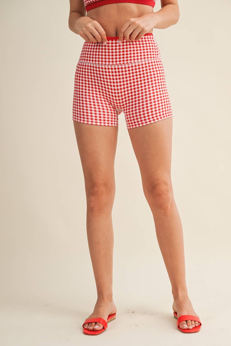 Biker Shorts: Red Gingham