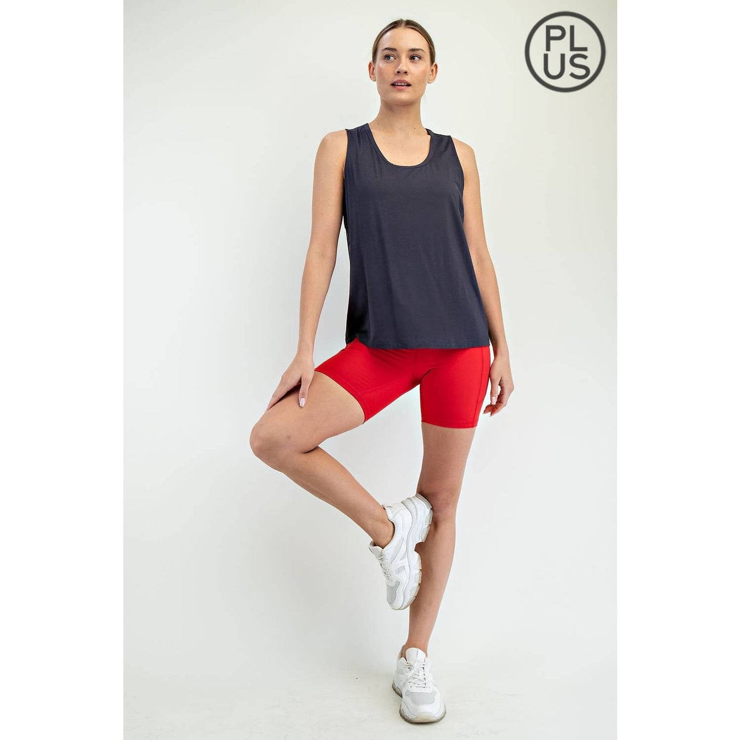PLUS SIZE VISCOSE MODAL SLEEVELESS TANK: Black / 1X-2X-3X(3-2-1)