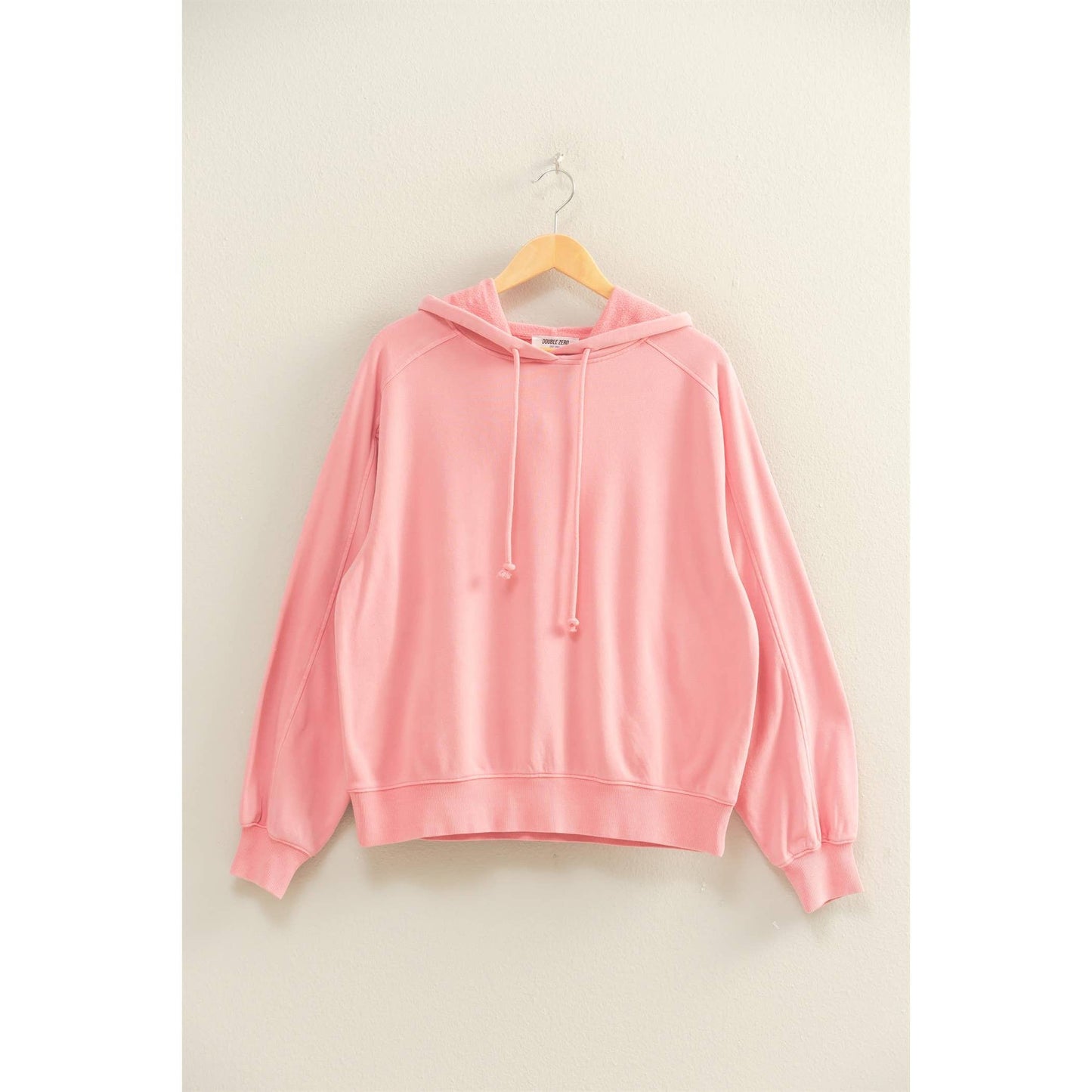 Mineral Washed Seam Detail Hoodie: CREAM