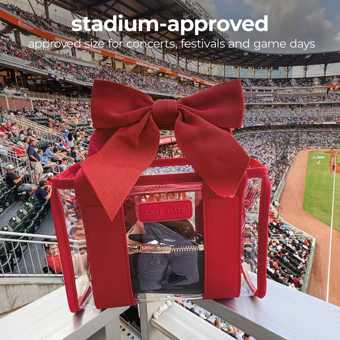 Case-Mate Clear Stadium Bag: Varsity Red Bow