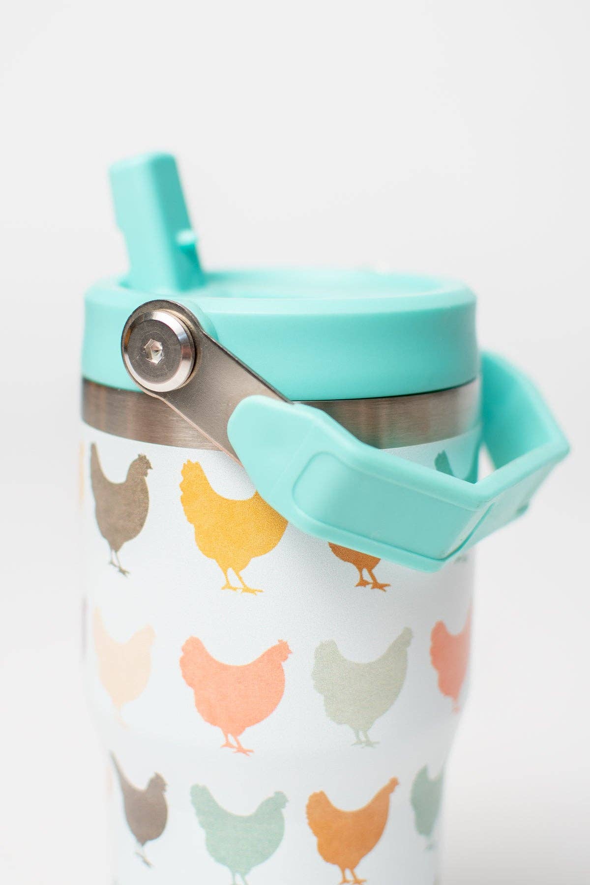 Colorful Chickens 20oz Kids Bucket Handle Tumbler