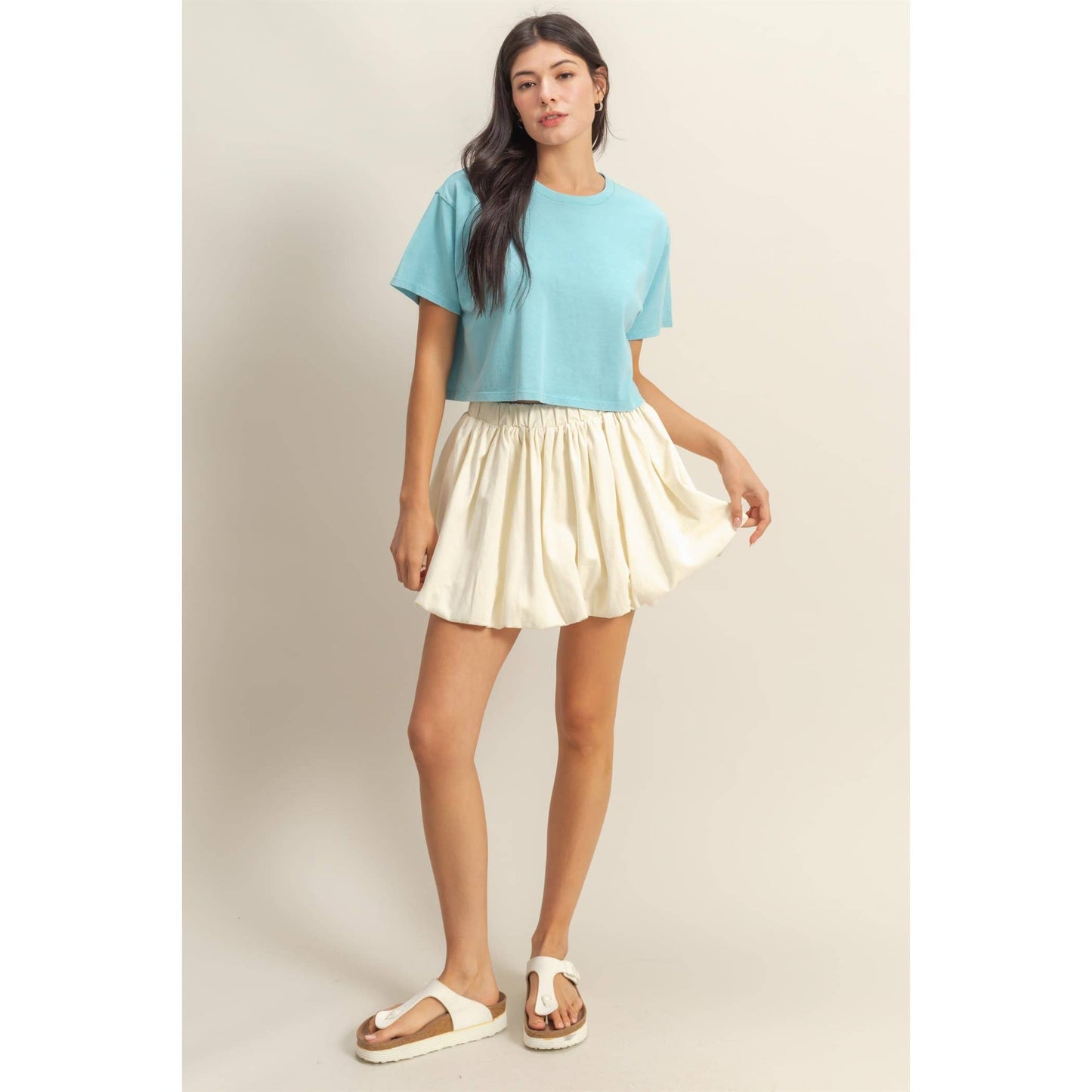Cropped T Shirt: AQUA BLUE