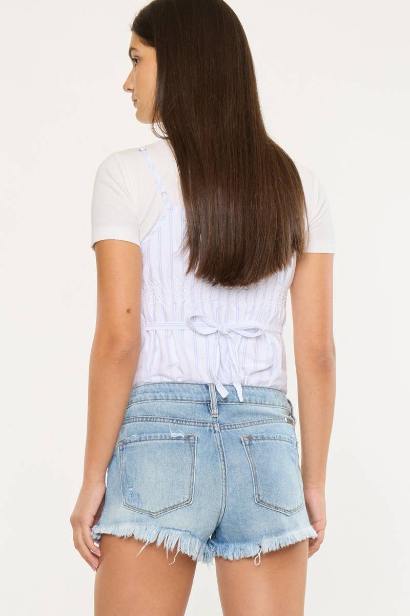 MID RISE FRAY HEM BOYFRIEND SHORTS
