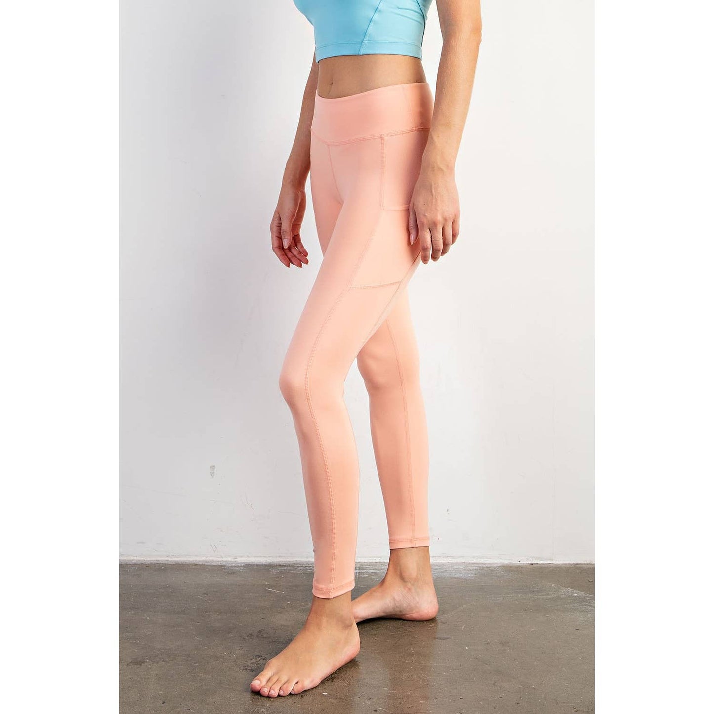 BUTTER BASIC LEGGING WITH POCKETS: Navy / S-M-L(2-2-2)
