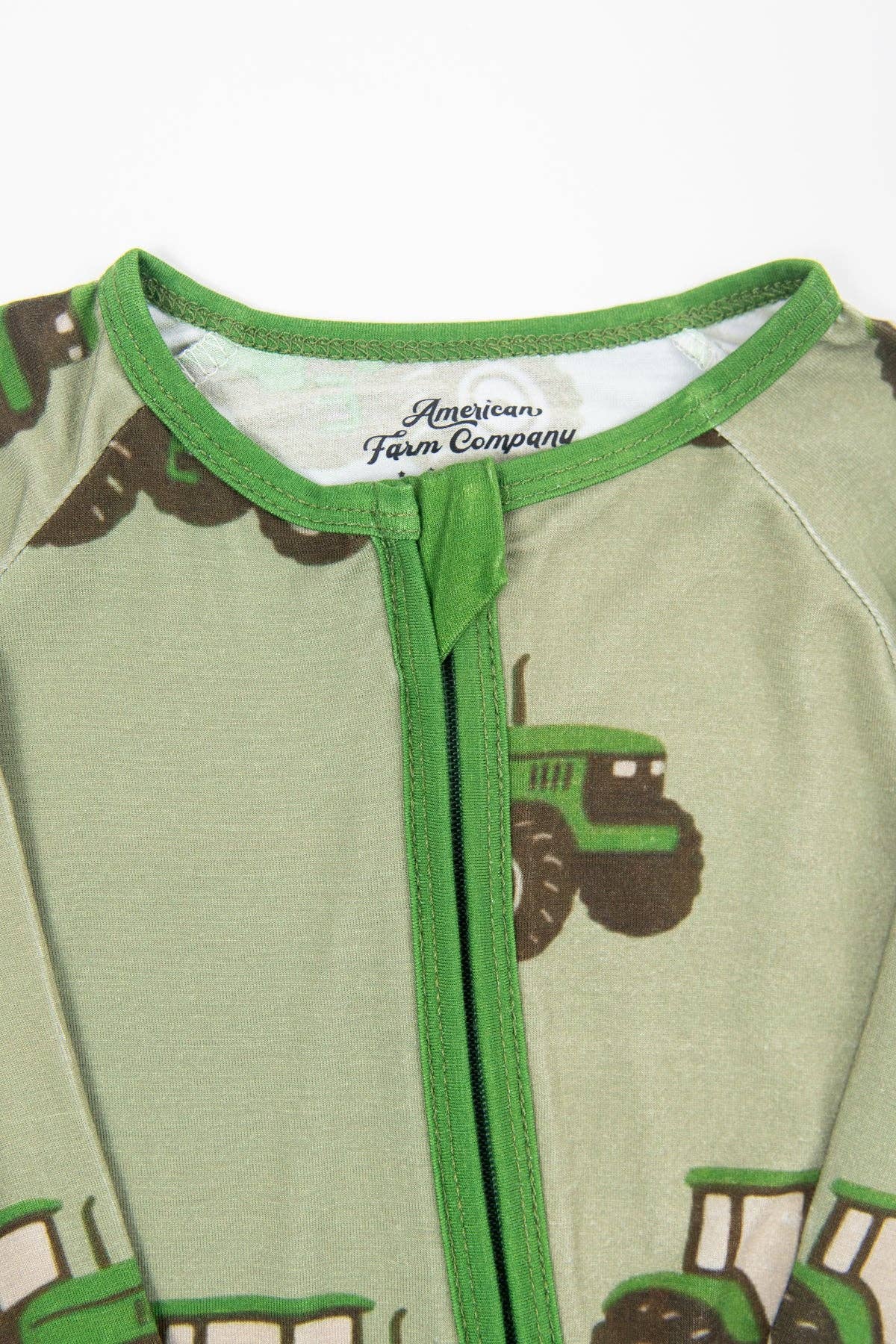 Classic Green Tractor Baby Bamboo Zippy: 0-3 Month