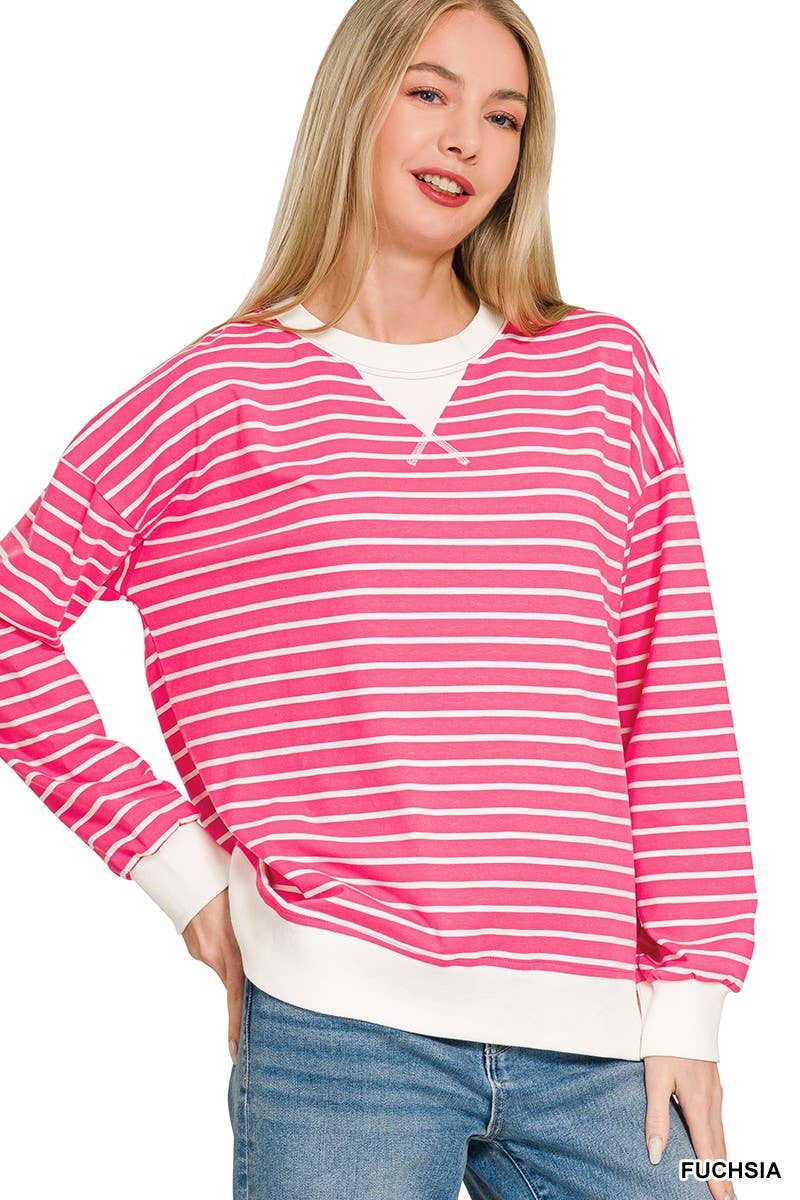 Striped Pullover: CANDY PINK / 2-2-2(S-M-L)