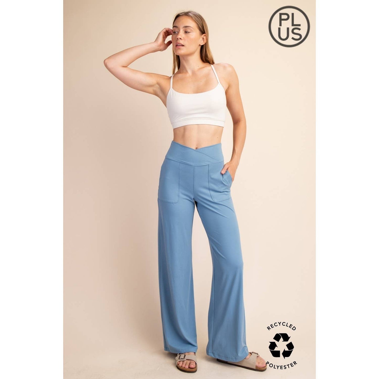 PLUS SIZE BUTTER V WAIST WIDE PANT