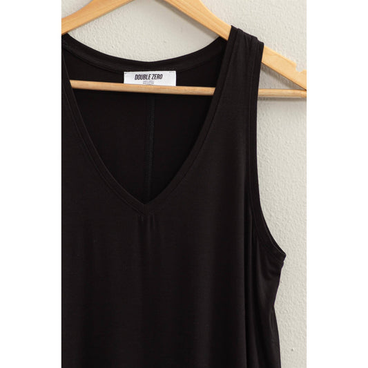 V Neck Tank Top: BLACK