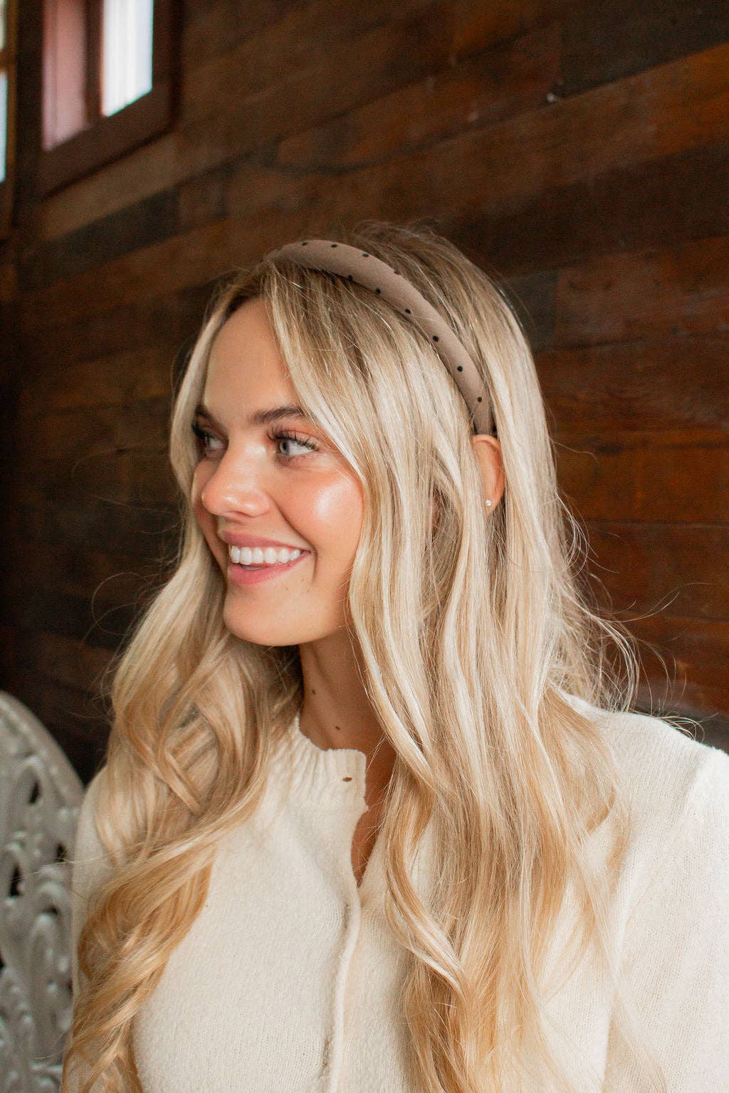 Pin Dotted Headband: Grey