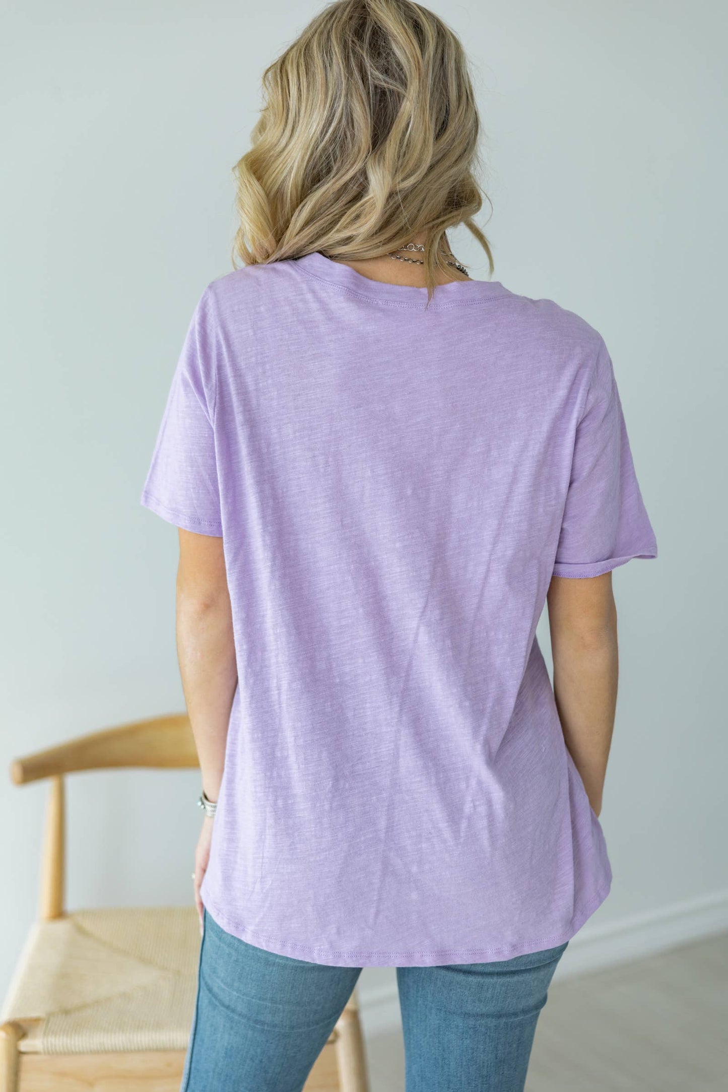 V Neck Short Sleeve: LILAC