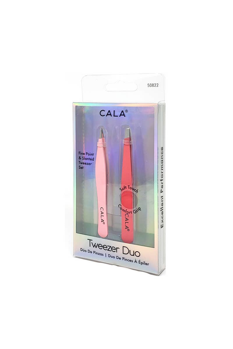 Coral Soft Touch Tweezer Duo Set