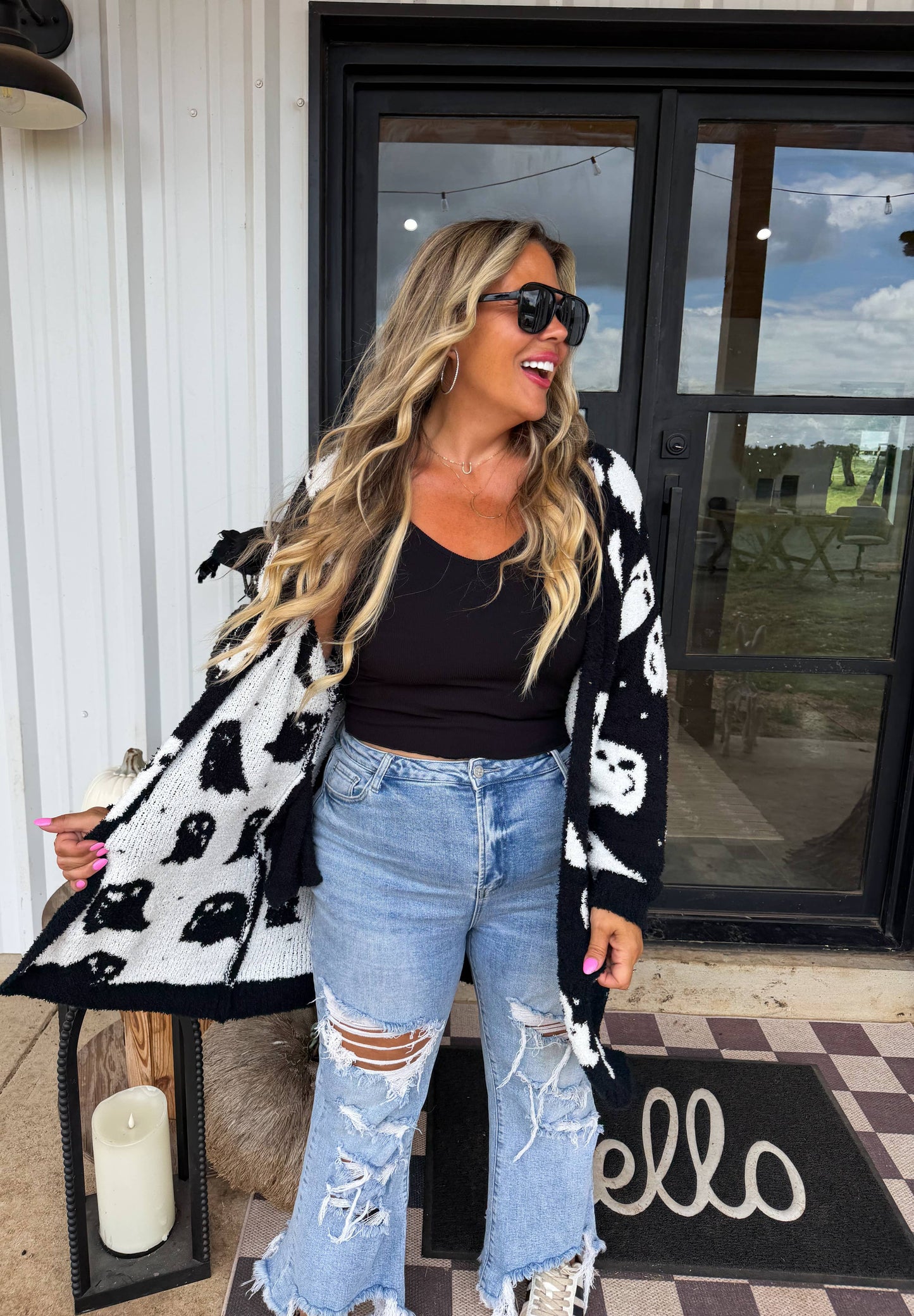 REVERSIBLE CLOUD CARDIGAN: POLKA DOT