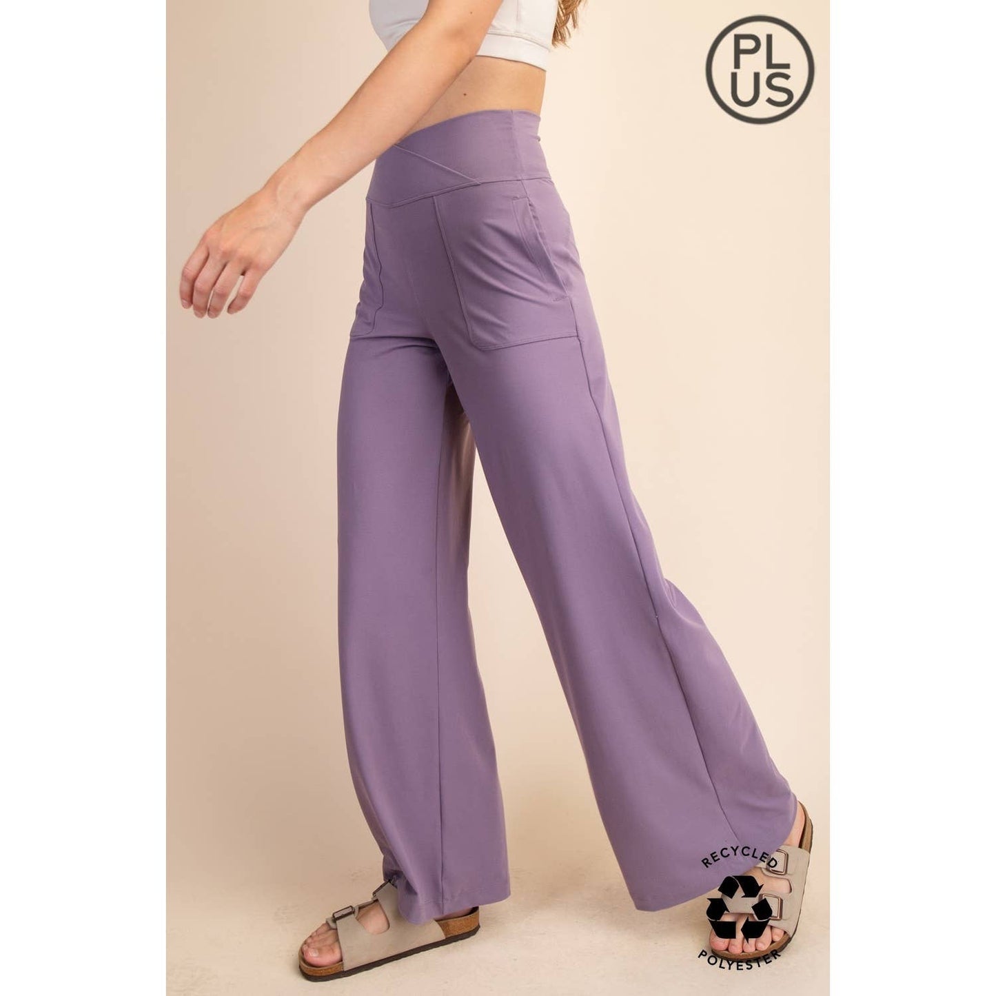 PLUS SIZE BUTTER V WAIST WIDE PANT
