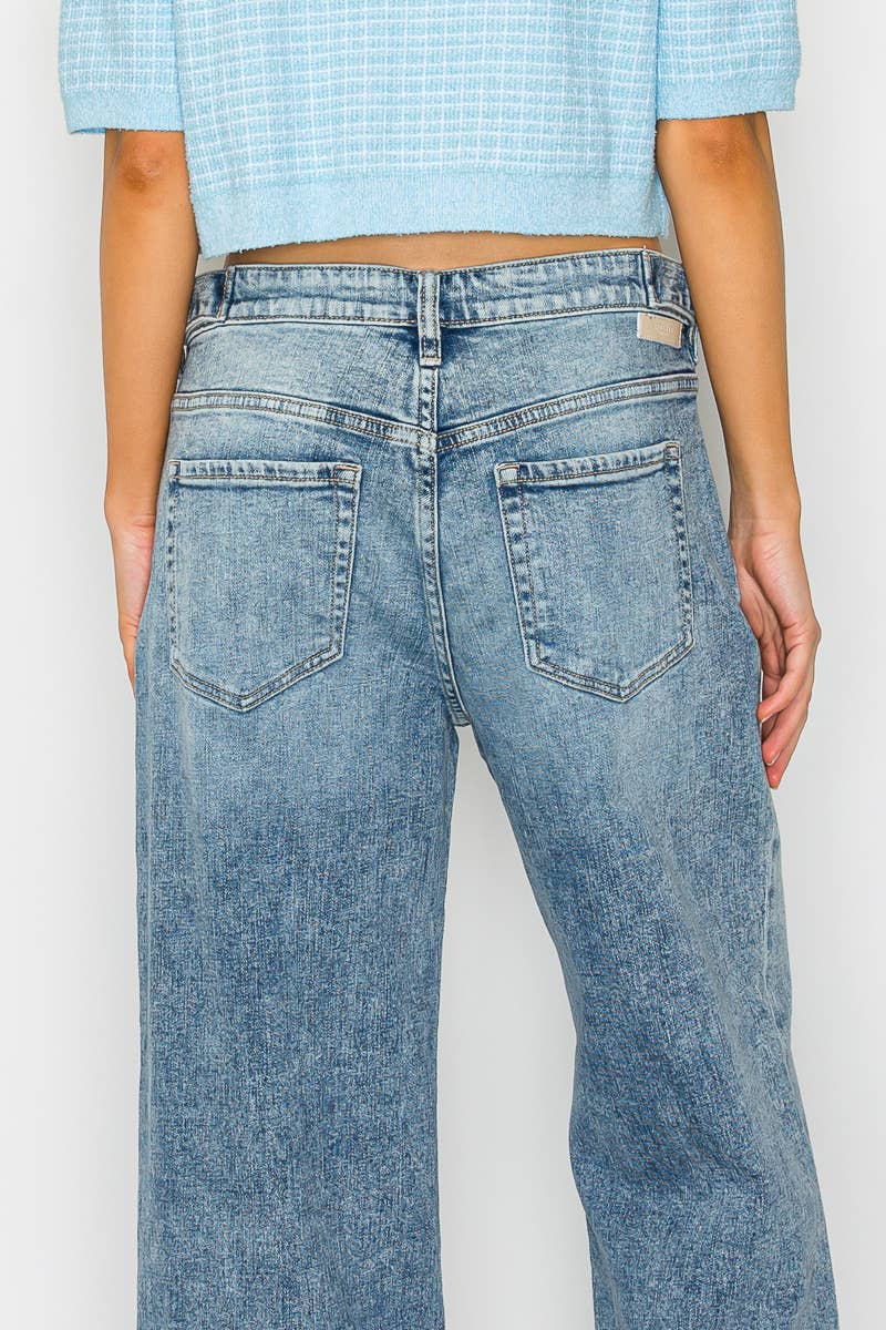 ADJUSTABLE WAISTBAND HIGH RISE BAGGY WIDE JEANS: 7 (27)