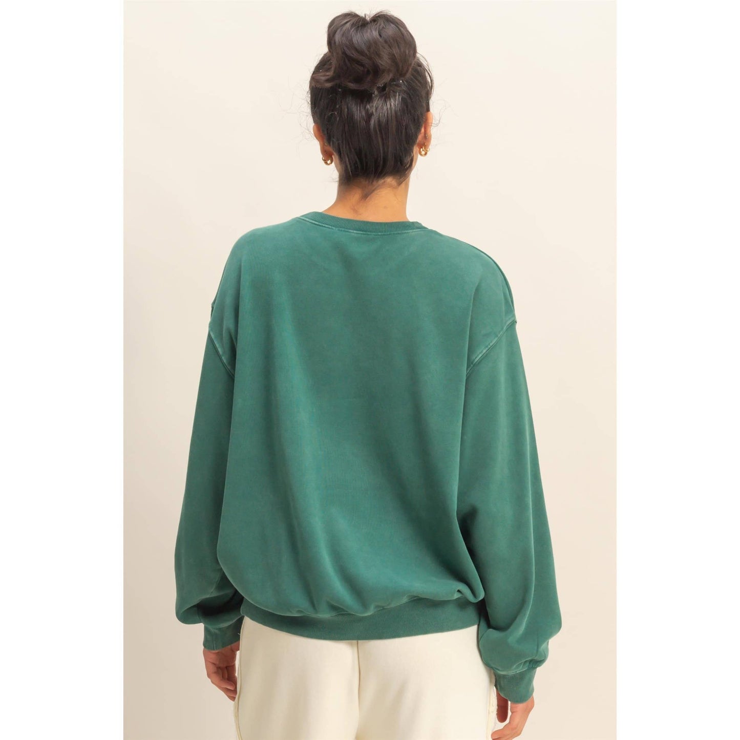 Oversized Mineral Washed Sweatshirt: CREAM / S-M-L(2-2-2)