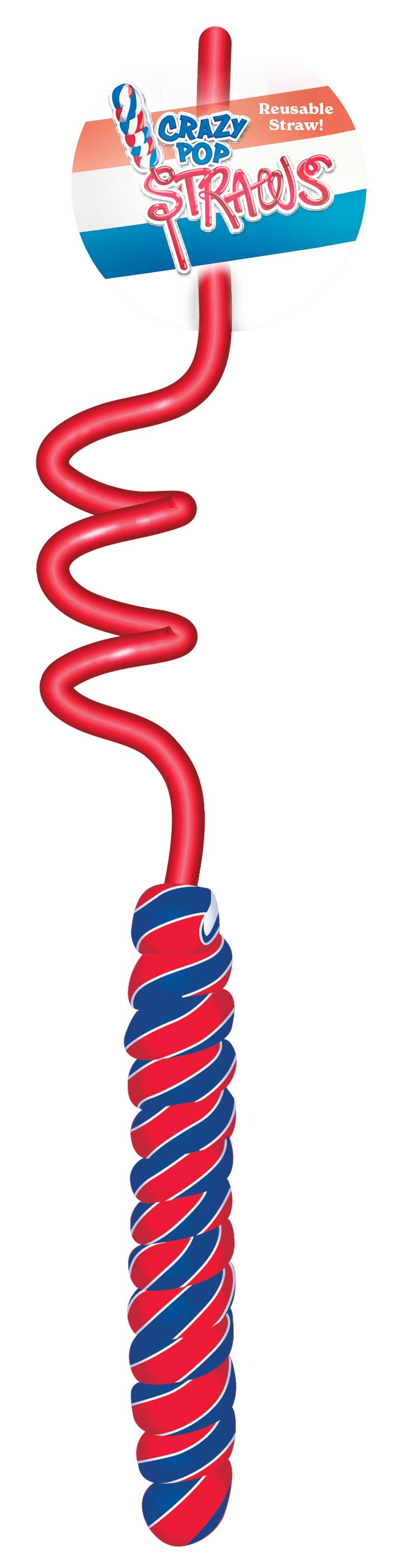 Crazy Pop Straws Red/White/Blue Lollipop Straw