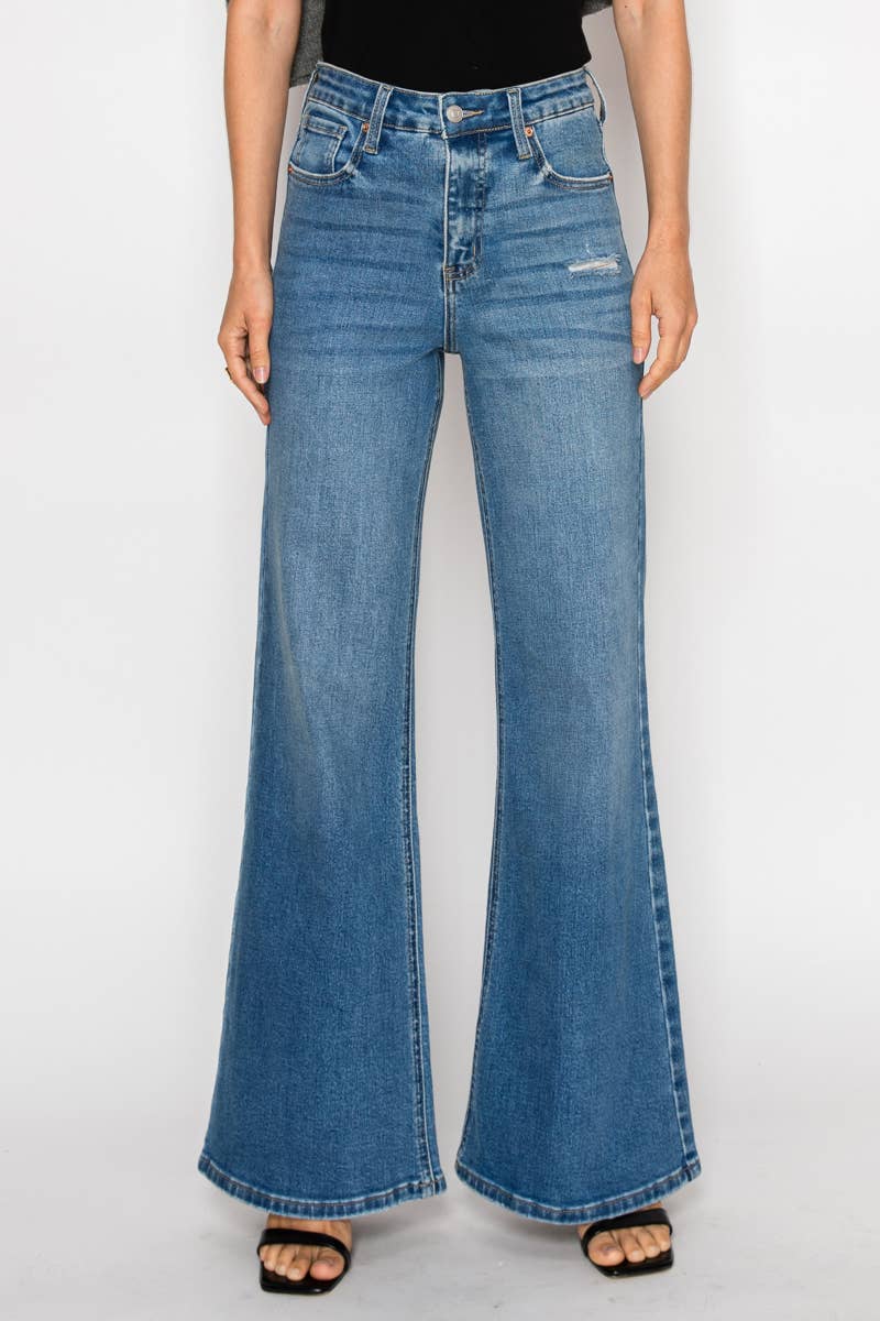 TUMMY CONTROL HIGH RISE SLIM PALAZZO JEANS