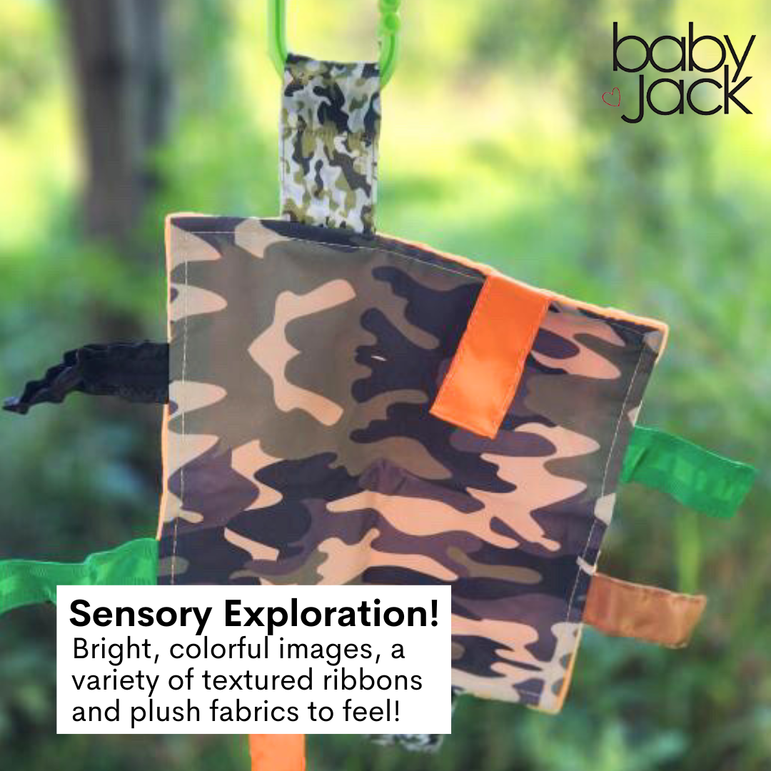 Camouflage Woods Hunting Blaze Orange Crinkle Tag Square Toy