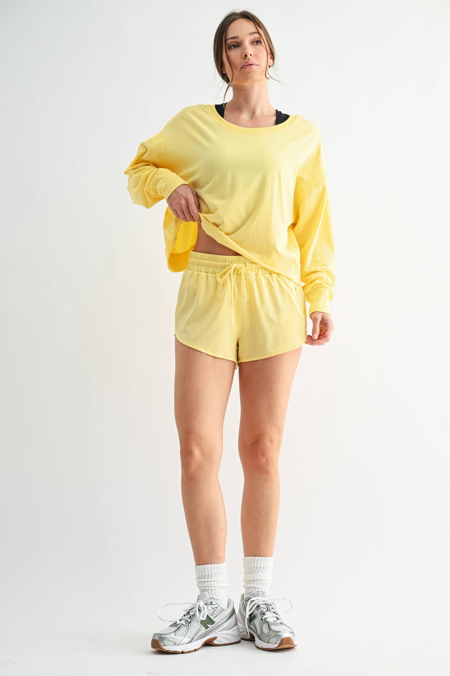 Drapey Mini Shorts: GREEN POP