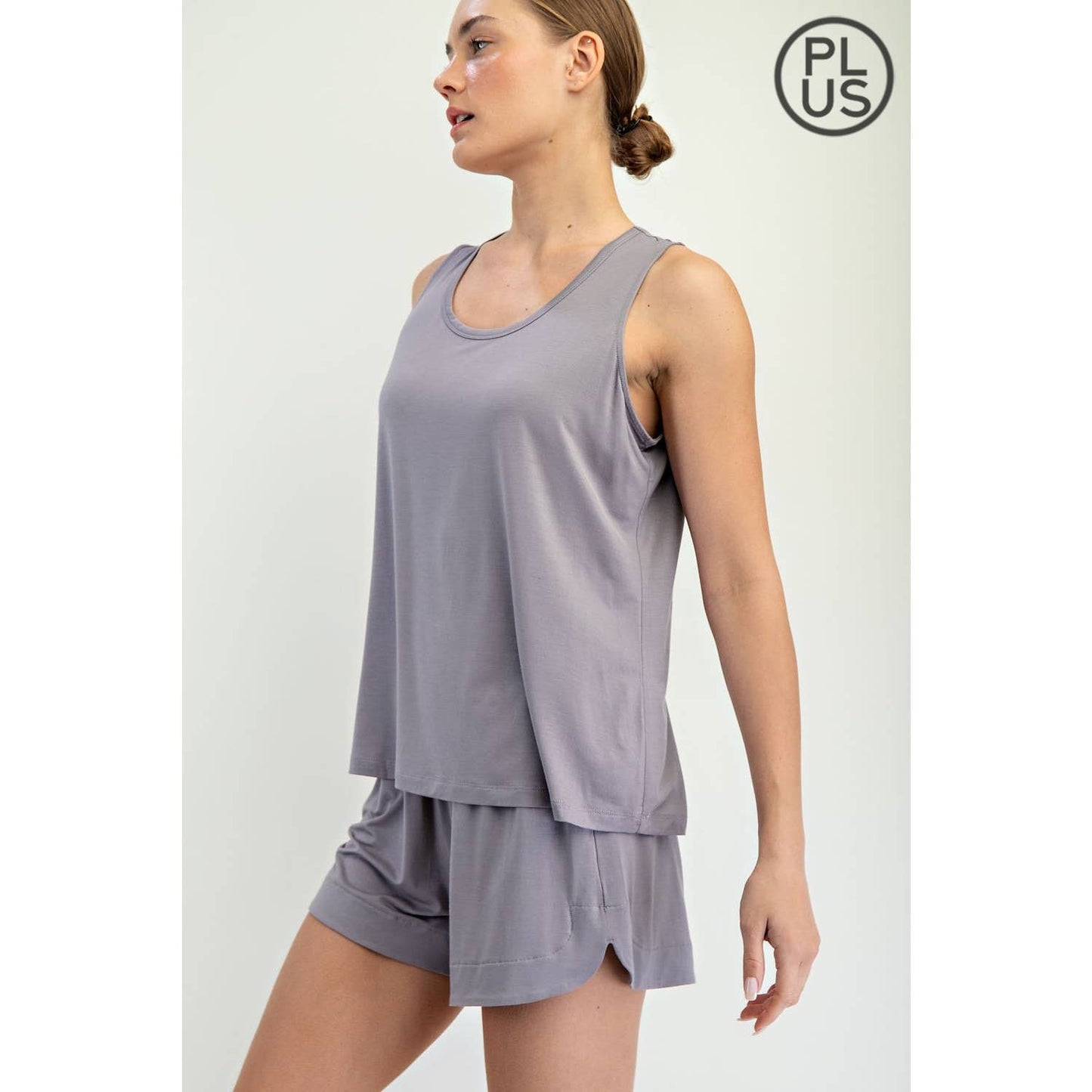 PLUS SIZE VISCOSE MODAL SLEEVELESS TANK: Black / 1X-2X-3X(3-2-1)