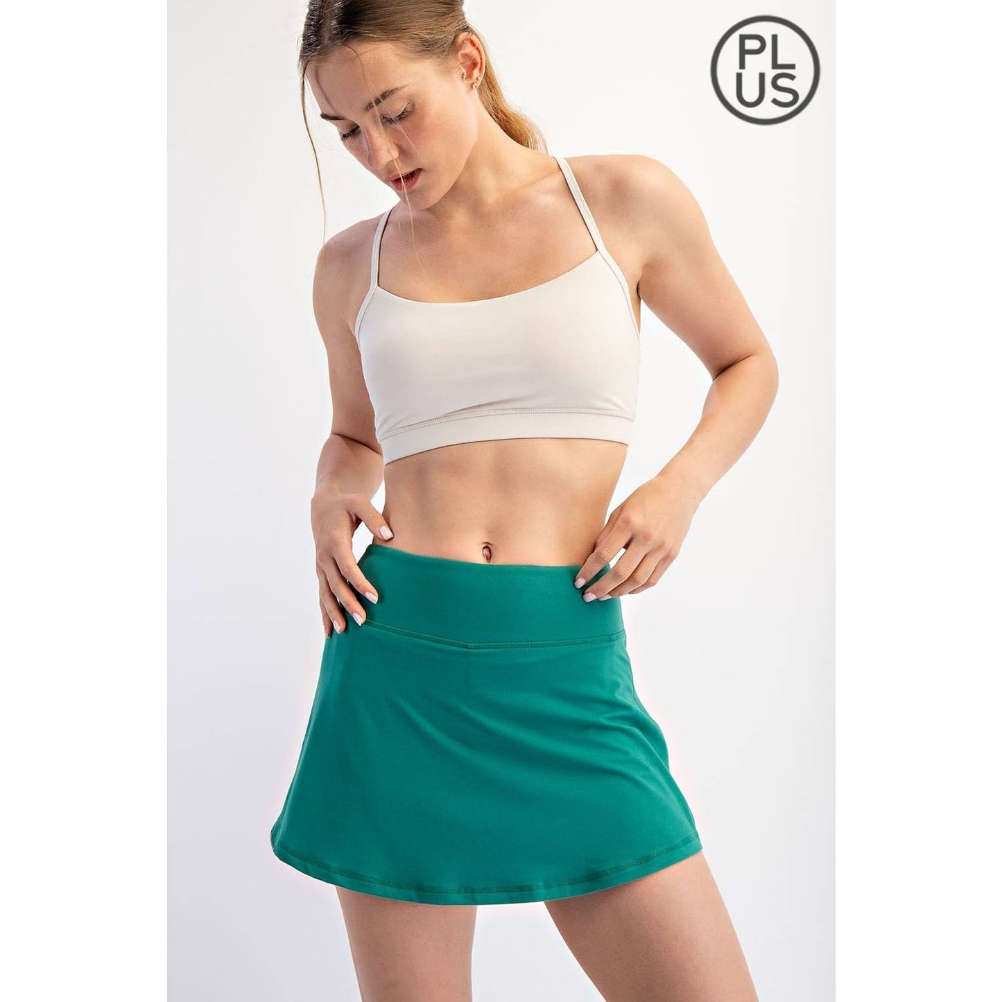 PLUS SIZE BUTTER SKORT: Kelly Green / 1X-2X-3X(3-2-1)