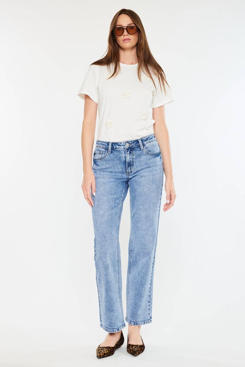 OPEN PACK MID RISE TRUE STRAIGHT JEANS-KC20092M: MEDIUM / 7/27