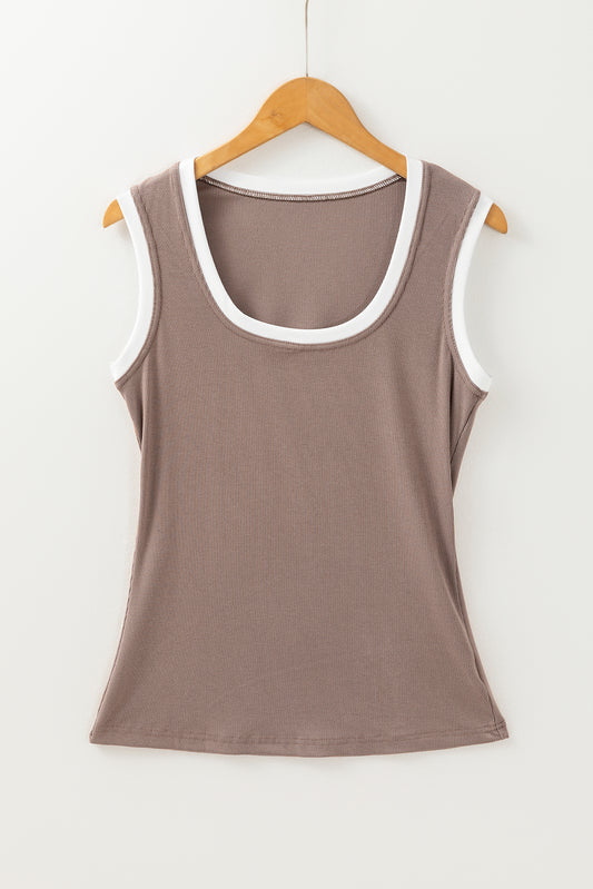 Smoke Gray Ribbed Knit Tank