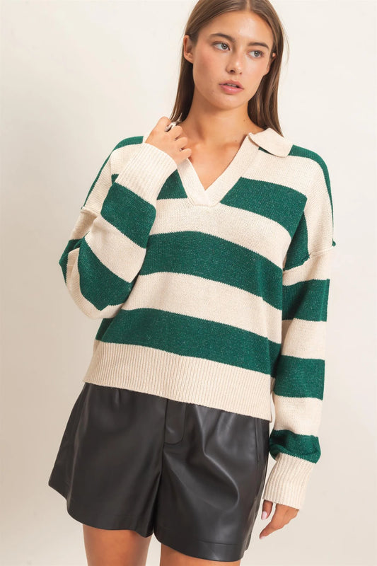 Rugby Stripe Polo Sweater