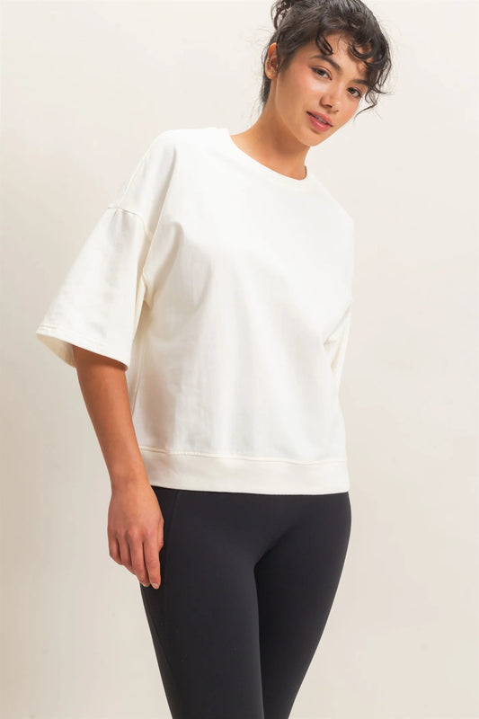 Washed Crew Neck Short Sleeve Top
