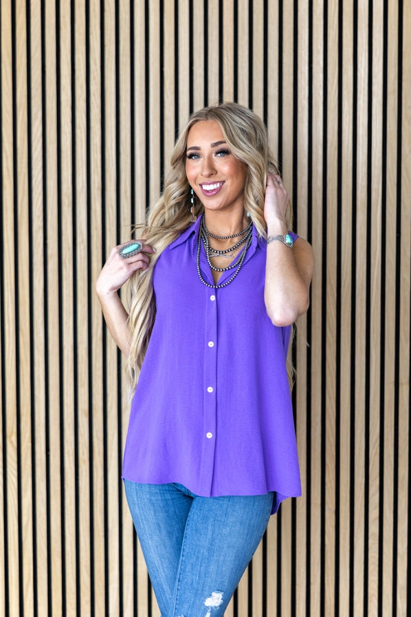 Orchid Glow Button Down Blouse