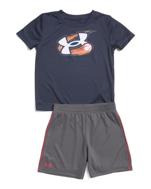 UNDER ARMOUR Toddler Boys 2pc Tech Baseball Tee And Shorts Set