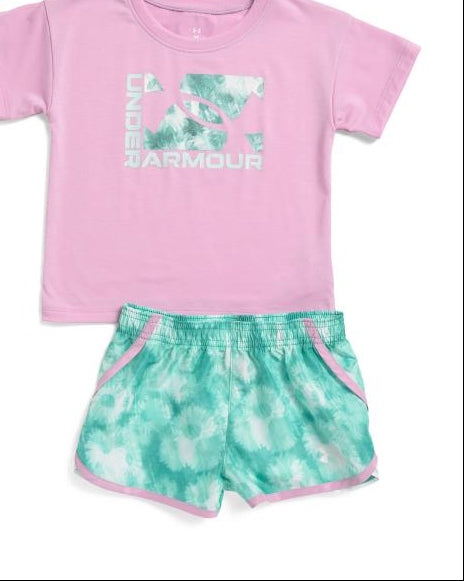 UNDER ARMOUR Toddler Girls 2pc Printed Shirt And Woven Shorts Set