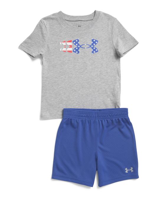 UNDER ARMOUR Toddler Boys 2pc Flag Logo Shorts Set