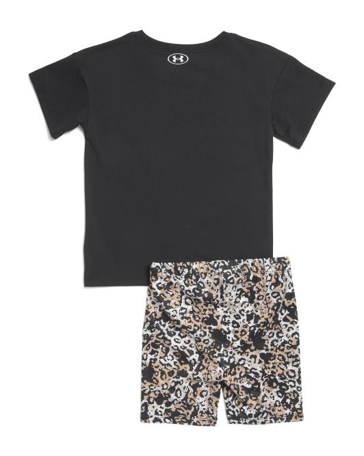 UNDER ARMOUR Little Girls 2pc Printed Tee And Bike Shorts Set
