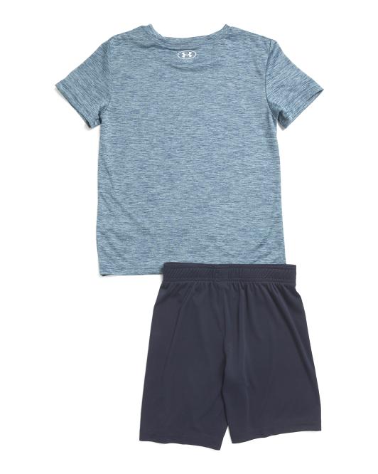 UNDER ARMOUR Little Boys 2pc Tech Logo Short Sleeve Tee And Shorts Set
