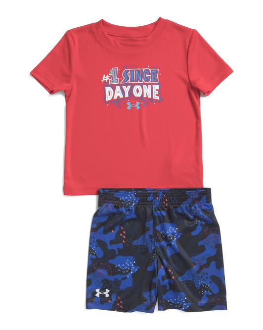 UNDER ARMOUR Toddler Boys Printed Tech Shirt And Shorts Set