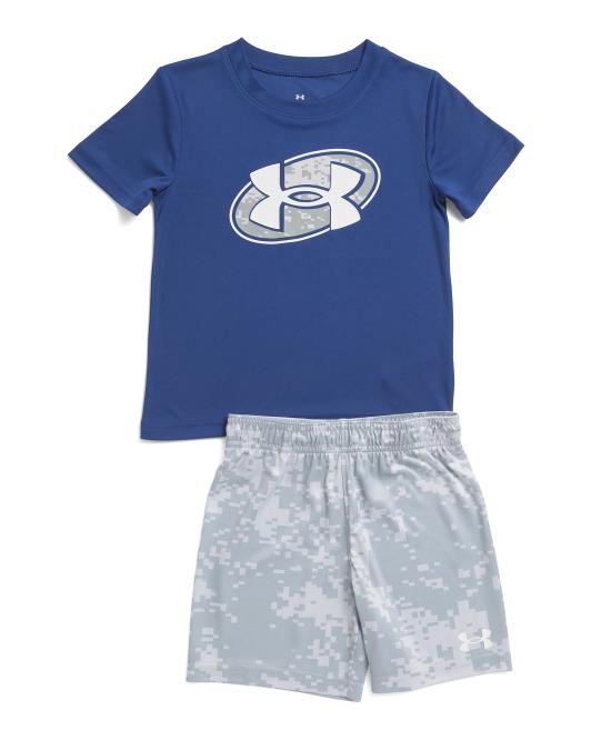 UNDER ARMOUR Little Boys 2pc Tech Short Sleeve Tee And Printed Shorts Set
