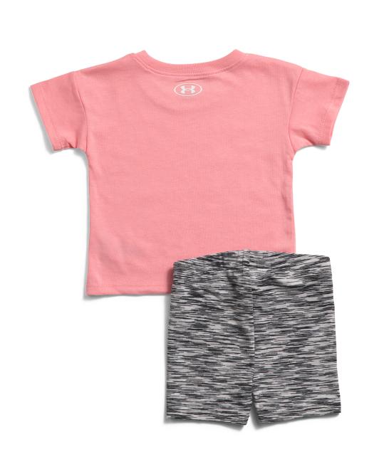 UNDER ARMOUR Infant Girls Big Logo Shirt And Bike Shorts Set