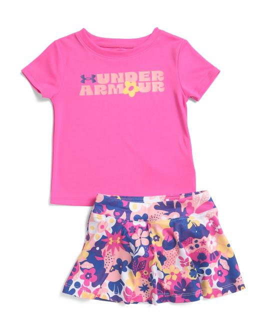 UNDER ARMOUR Infant Girls 2pc Tee And Printed Skort Set