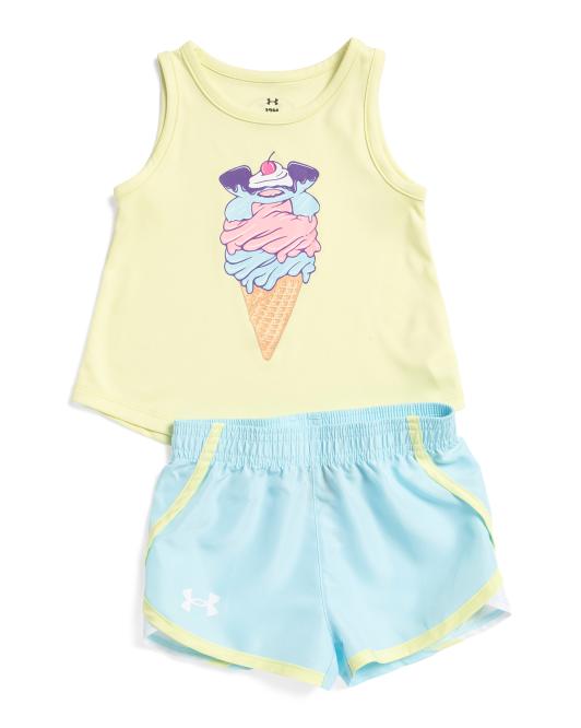 UNDER ARMOUR Infant Girls Logo Tank And Shorts Set