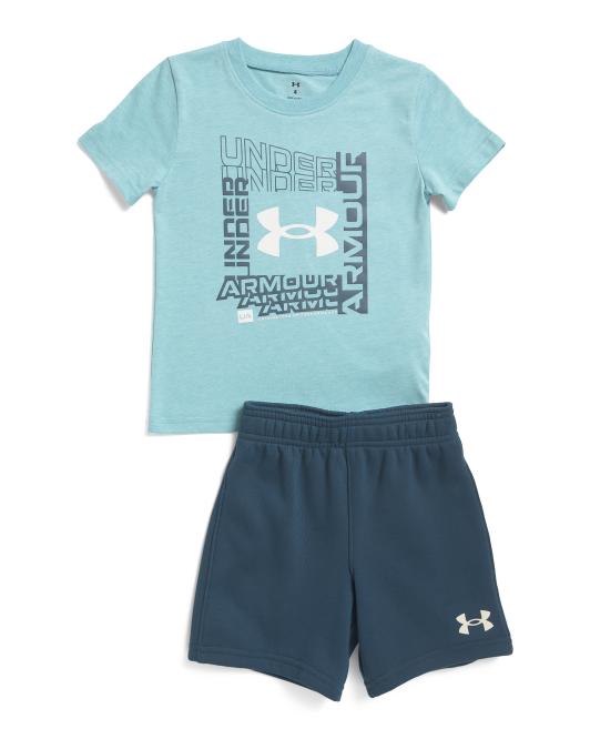 UNDER ARMOUR Little Boys 2pc Top And Fleece Shorts Set