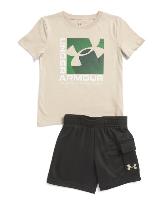 UNDER ARMOUR Little Boys 2pc Top And Cargo Shorts Set